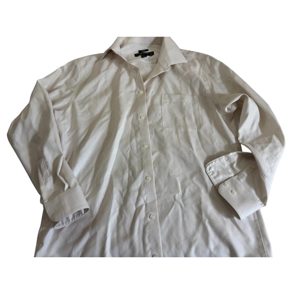 Pronto Uomo Dress Shirt Mens 16 White Non-Iron Slim Fit Long Sleeve Button Down